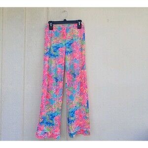 Lilly Pulitzer Women’s XS Cotton Pajama Pants Pink Floral Printed Beach